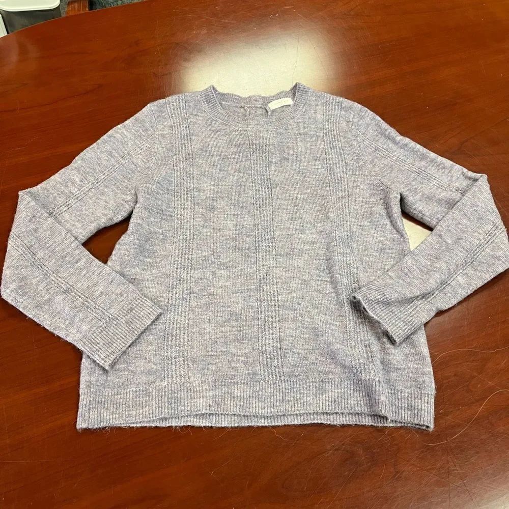Sophie Rue Lavender Knit Back Button Sweater sz L EUC